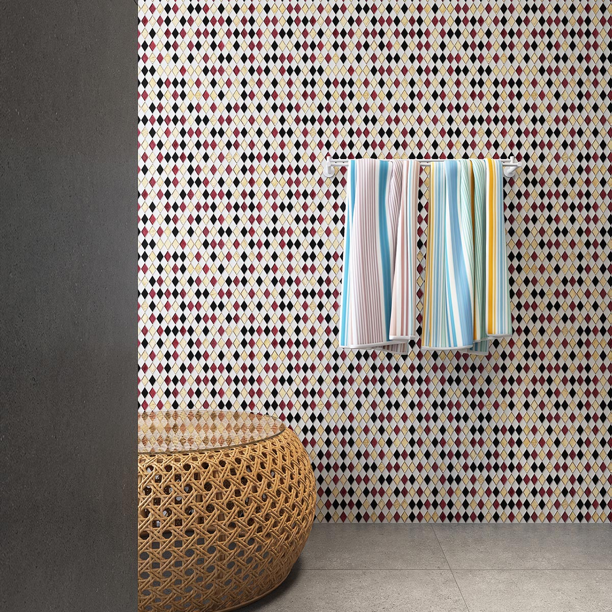 Purple Diamond Mosaic Tiles With Bathroom