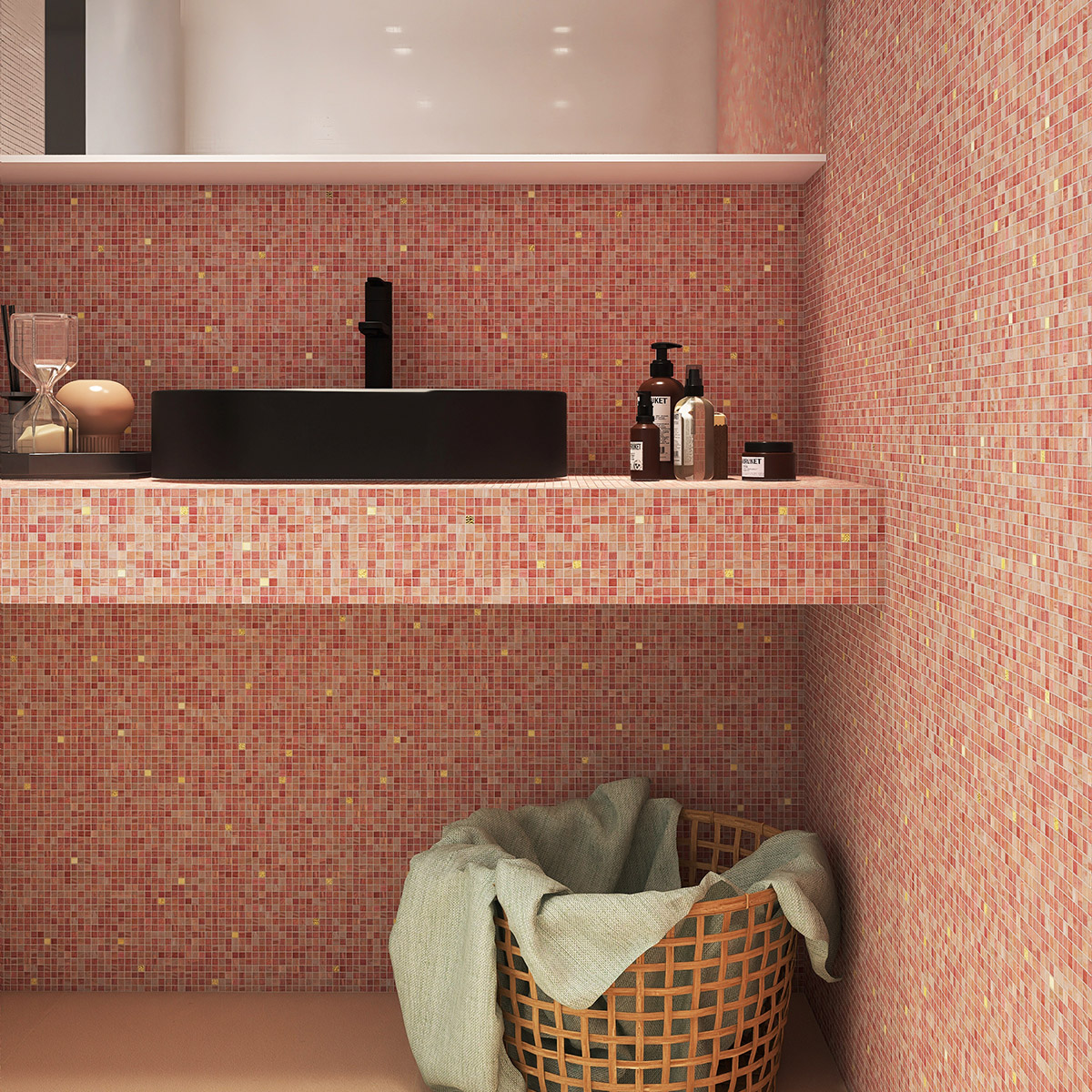 Micro Pink Mosaic Bathroom Tiles