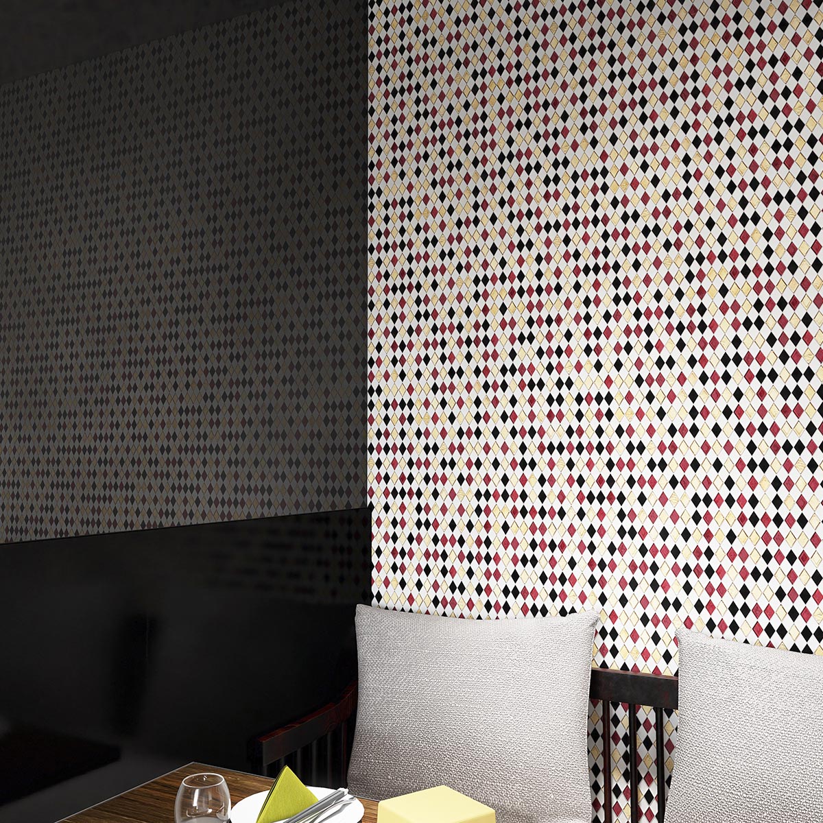 Purple Diamond Mosaic Tiles With Restaurant