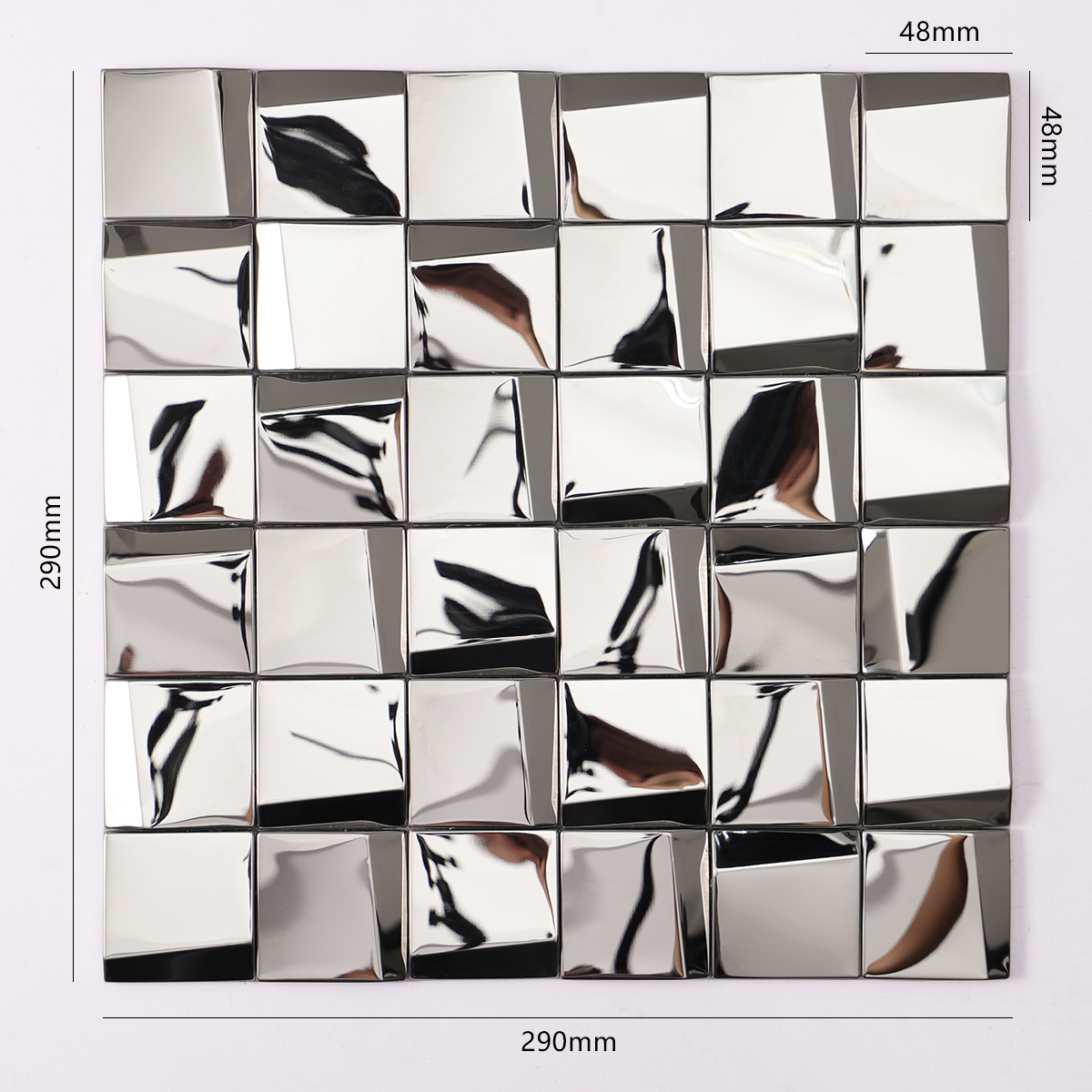 Silver Metal 3D Glossy Mosaic Tile 