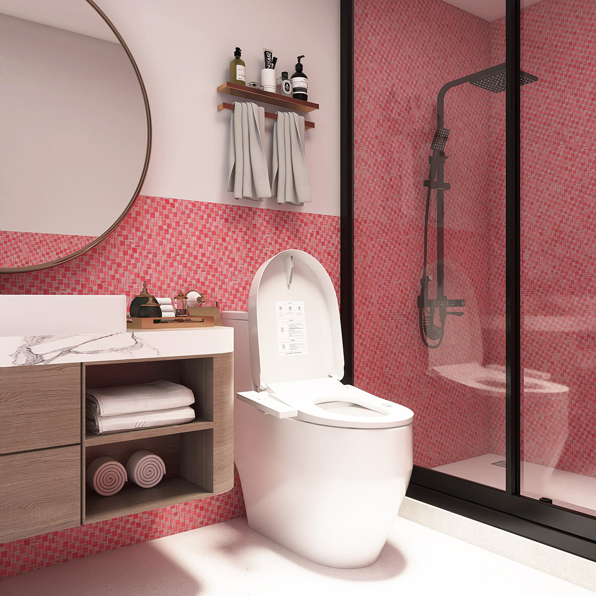 Pink Windmill Pattern Glass Mosaic Tiles