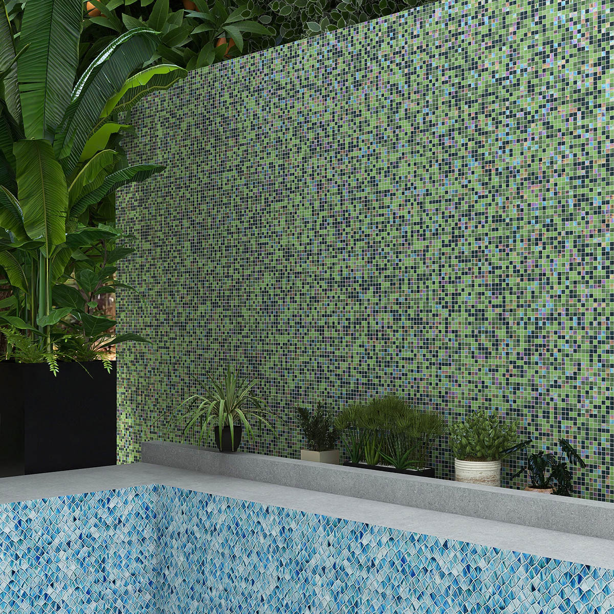 Green Glass Mosaic Tiles Outdor 