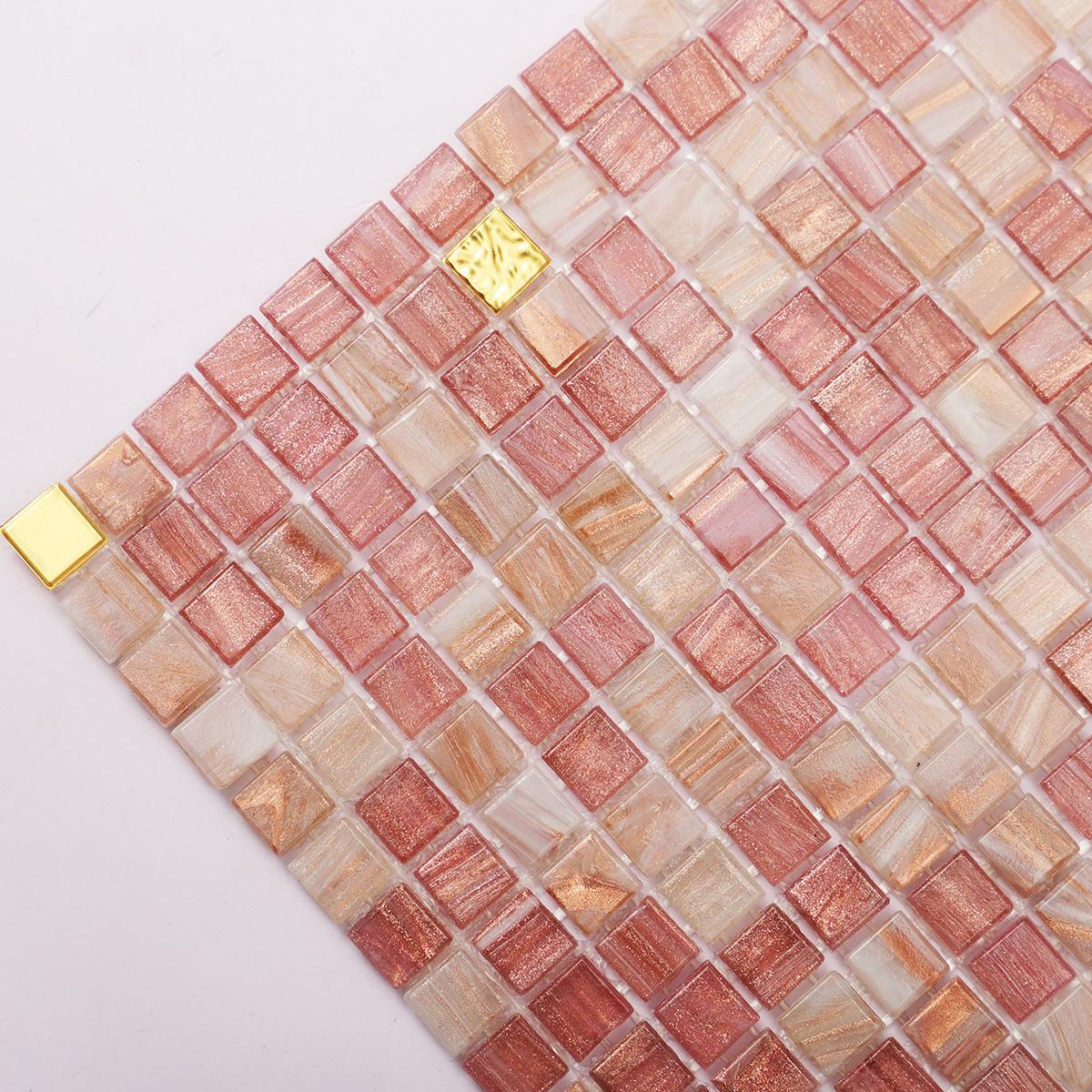 Pink Mixed 24K Gold Mini Glass Mosaic Tiles 