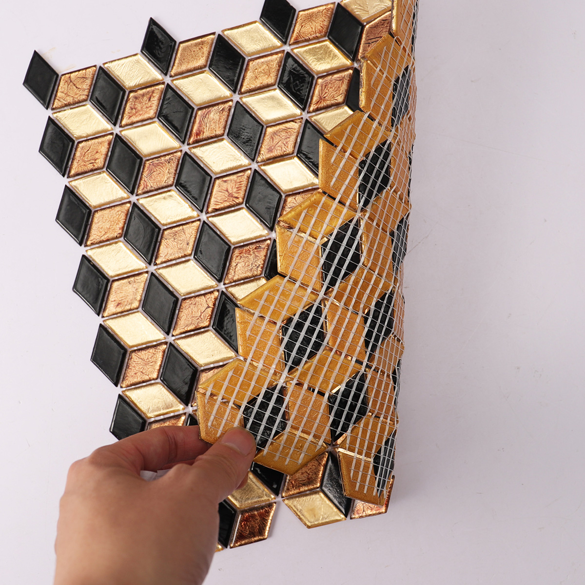 Black&Gold Hexgonal Diamond Mosaic Tiles