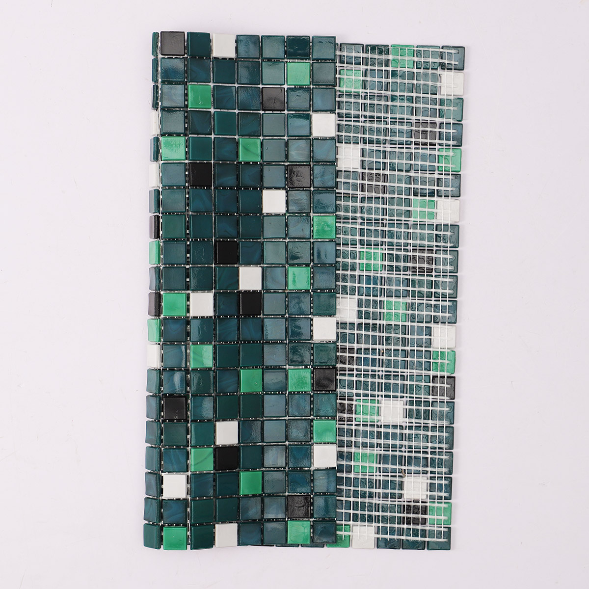 Dark Green Multcolor Glass Mosaic Tiles