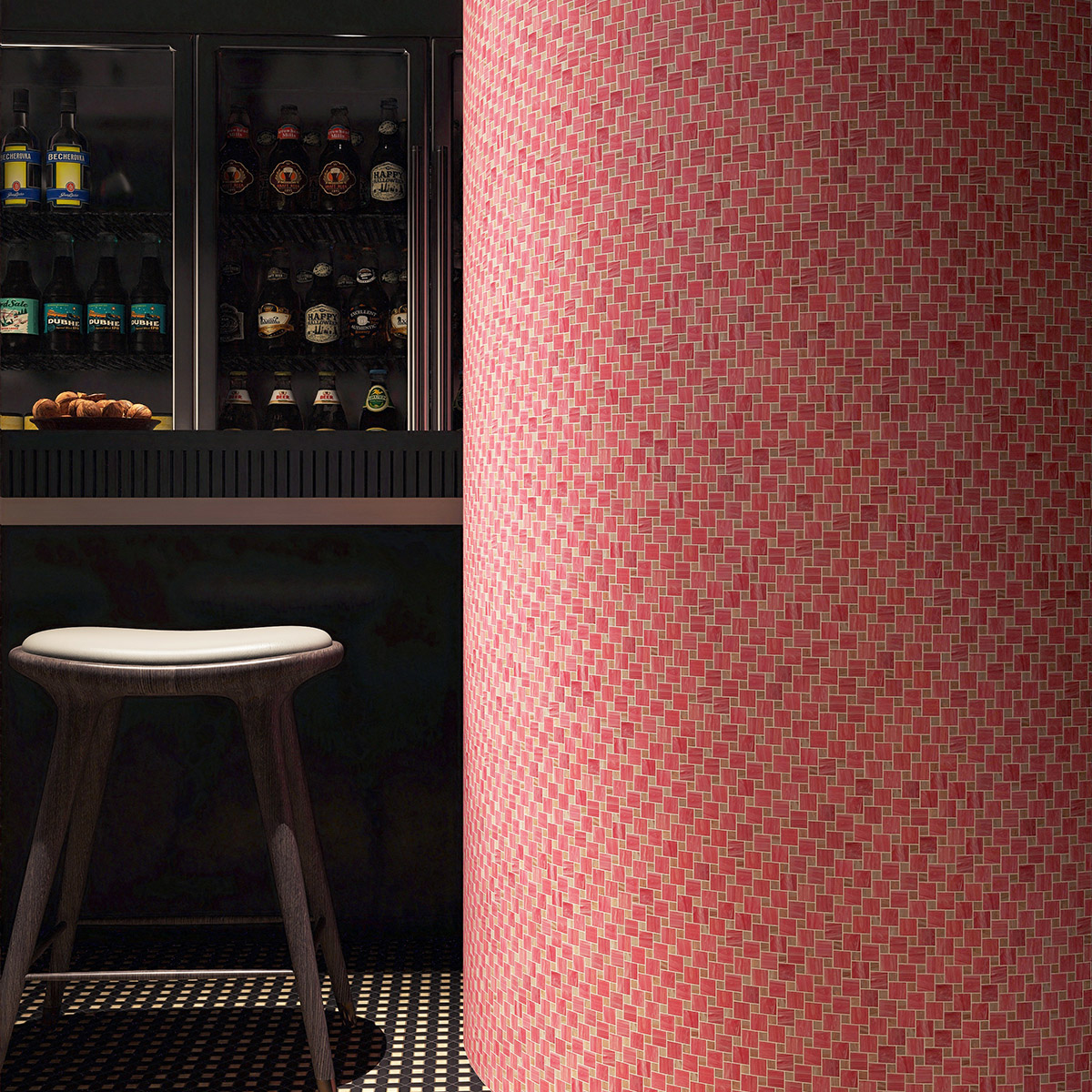 Pink Windmill Pattern Glass Mosaic Tiles