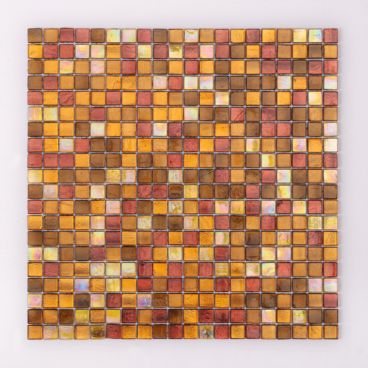 Brown Glass Tile Gold Foil Mosaic Multicolor Iridescent