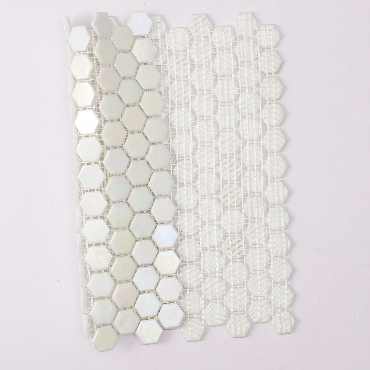 Iridescent Rainbow White Hexagonal Glass Mosaic Tiles