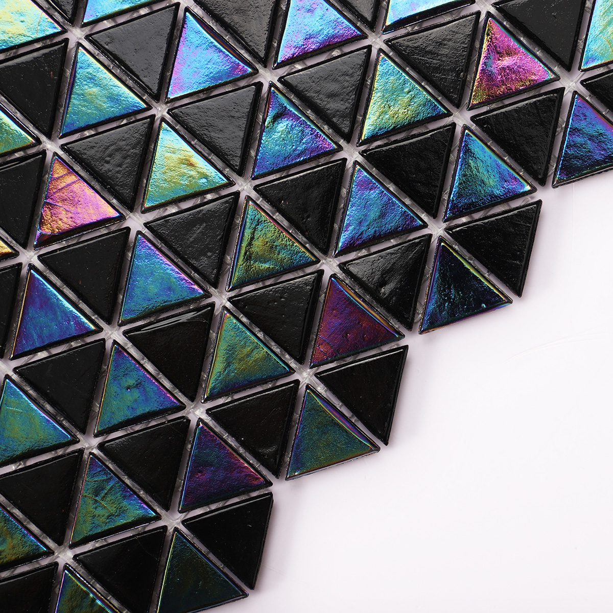 Checkerboard Glass Iridescence Triangle Mosaic Tiles 