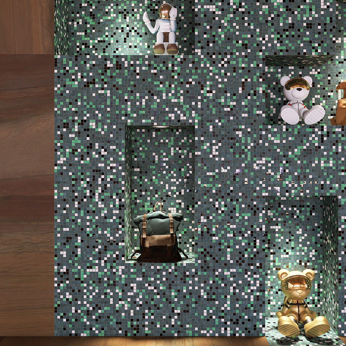 Dark Green Multcolor Glass Mosaic Tiles