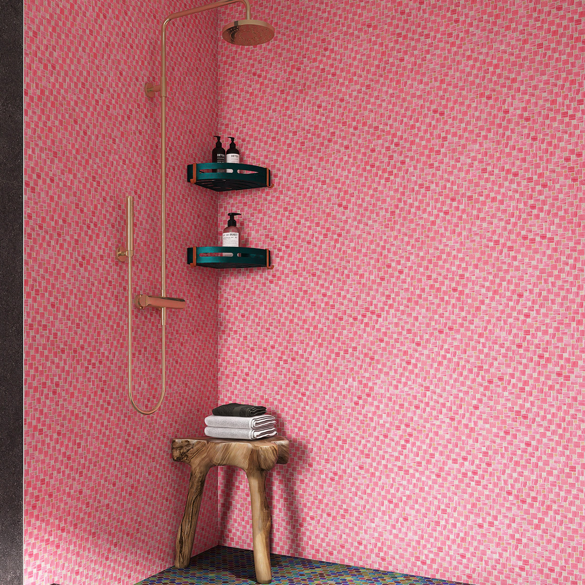 Pink Windmill Pattern Glass Mosaic Tiles