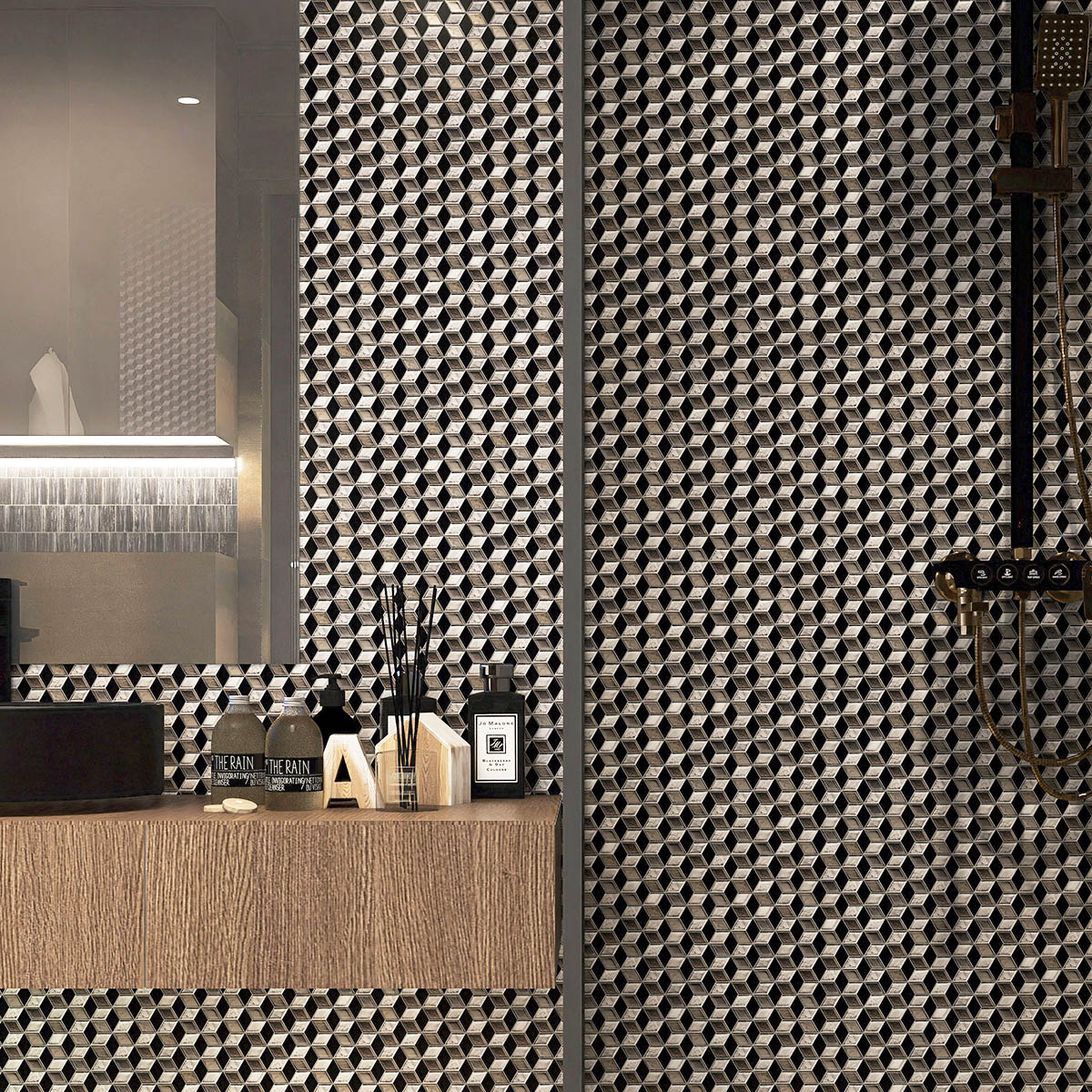 Silver&Black Hexagonal Diamond Mosaic Tiles
Bathroom