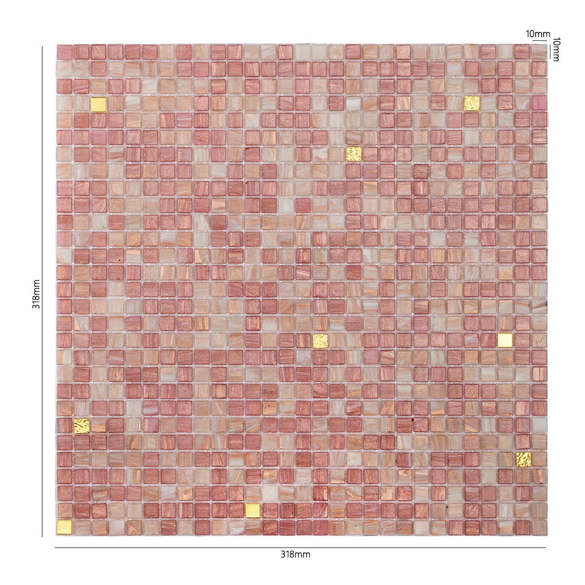 Pink Mixed 24K Gold Mini Glass Mosaic Tiles 
