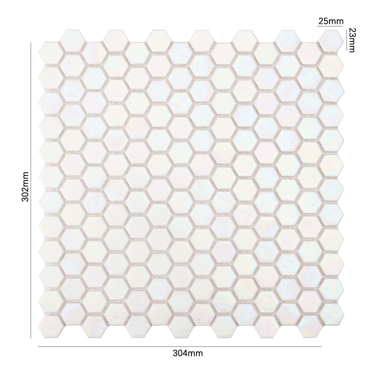 Iridescent Rainbow White Hexagonal Glass Mosaic Tiles