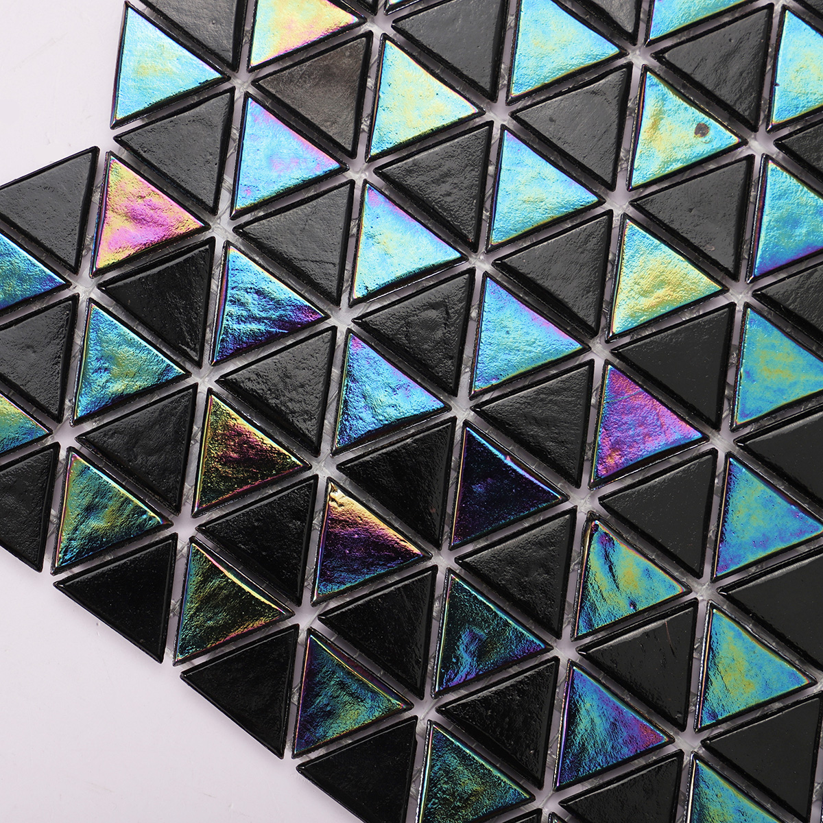 Checkerboard Glass Iridescence Triangle Mosaic Tiles 