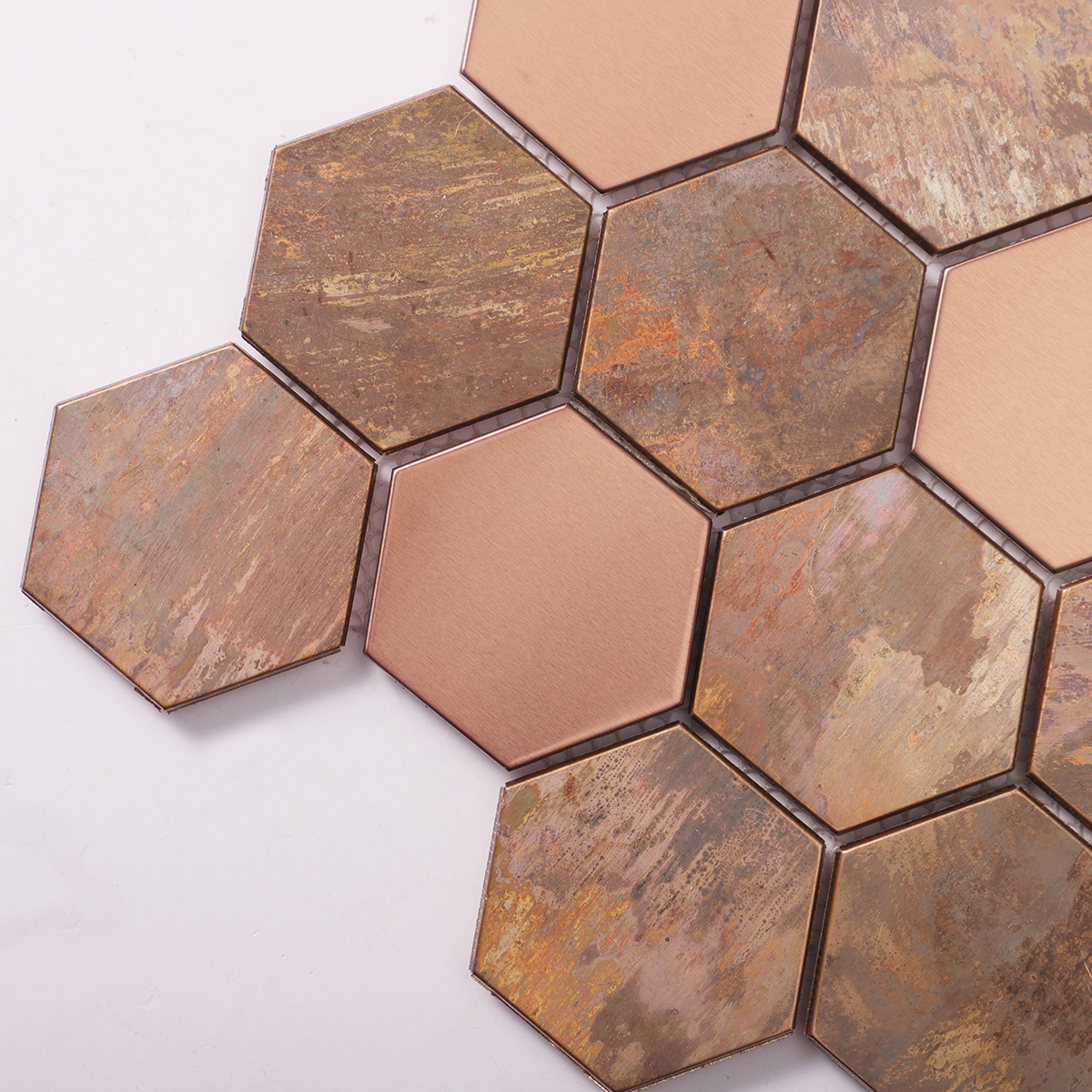 Copper Hexagonal Metal Mosaic Tiles  