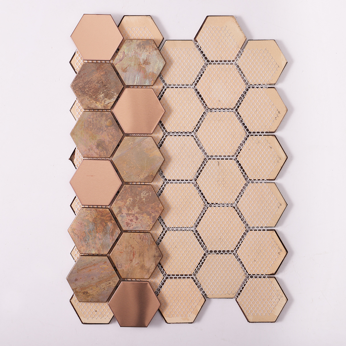 Copper Hexagonal Metal Mosaic Tiles  