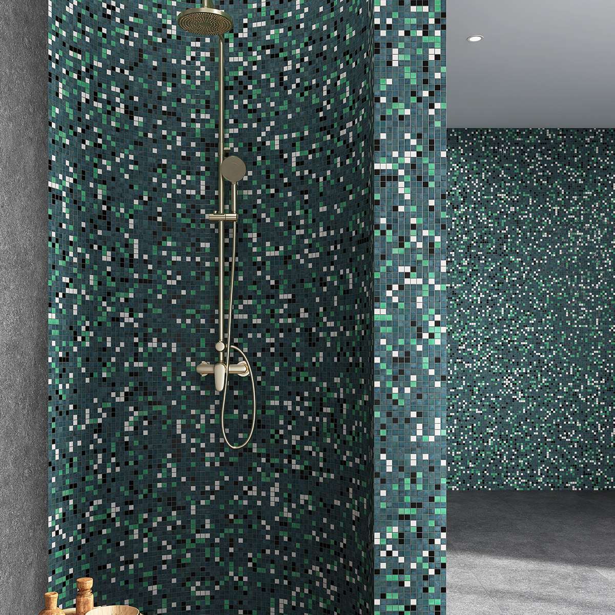 Dark Green Multcolor Glass Mosaic Tiles