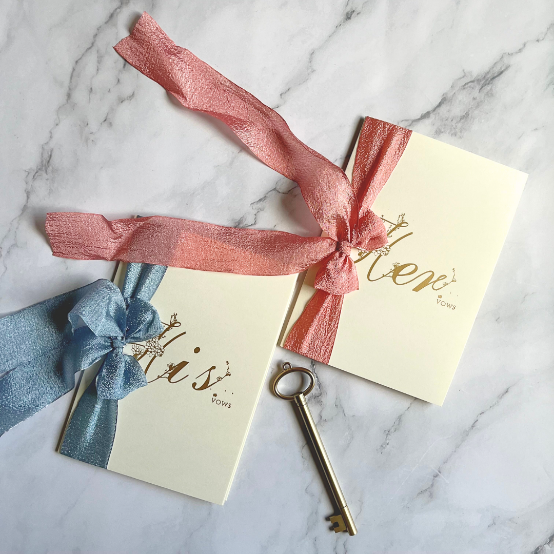 Pink & Blue Vow Cards (His & Her)-Changjiu Chinese Wedding Shop