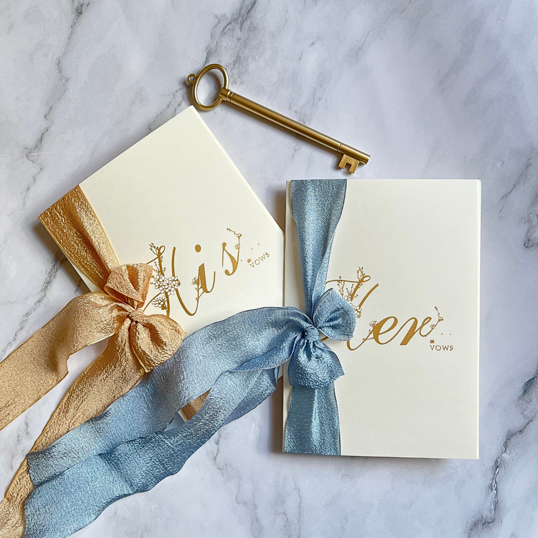 Blue & Gold Vow Cards (His & Her)-Changjiu Chinese Wedding Shop