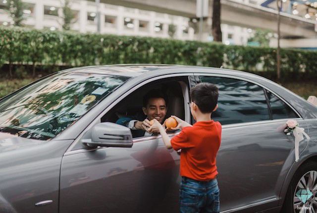 open car door during wedding