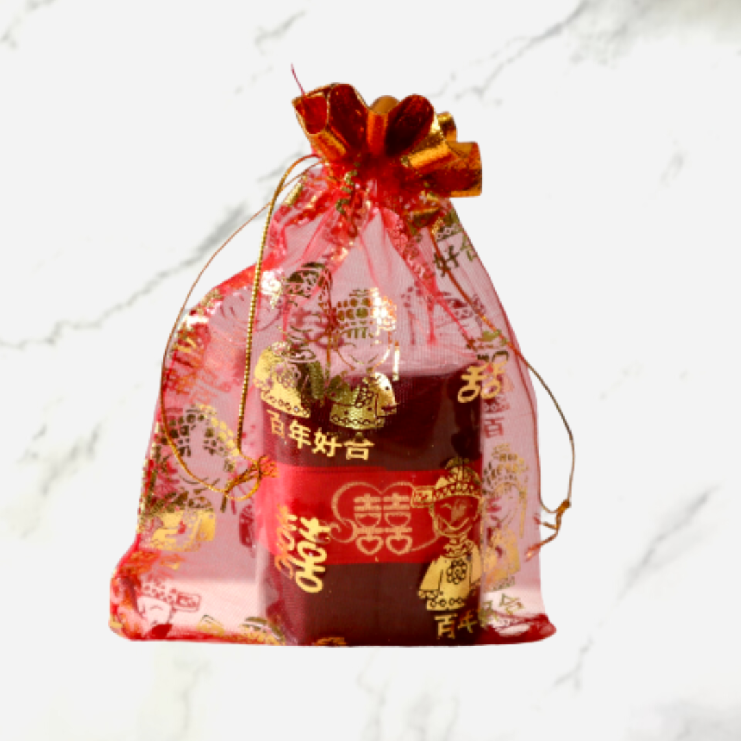 Organza Bag Double Happiness 囍袋 (2 sizes available)-Changjiu Chinese Wedding Shop