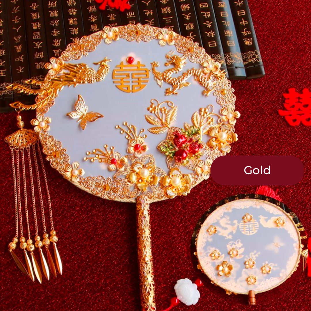Chinese Wedding Kua Oriental Fan 扇子 (2 Designs)-Changjiu Chinese Wedding Shop