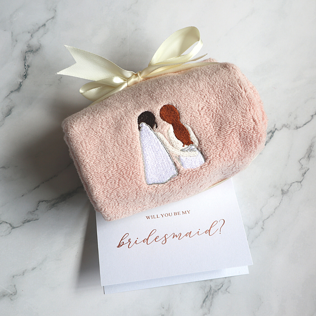 "WFH" Custom Bridesmaids Gift Set With Flask Mug & Towel-Changjiu Chinese Wedding Shop