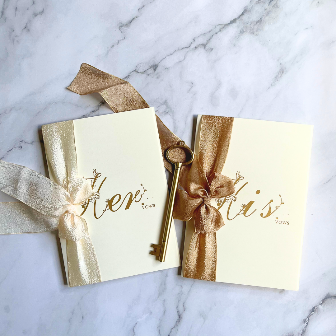 Champagne & Gold Vow Card (His & Her)-Changjiu Chinese Wedding Shop