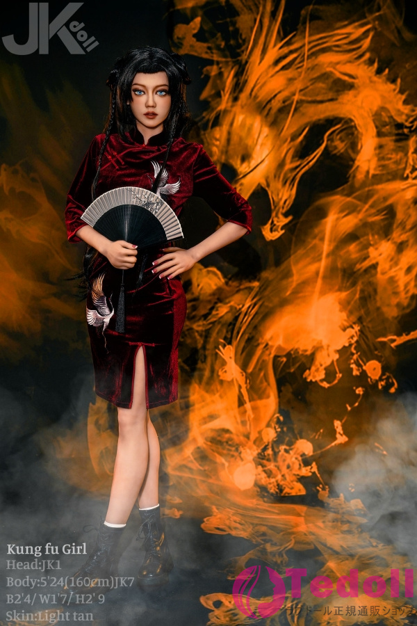 JKDOLL #jk1 Kung Fu Girl 千陽路 160cm カンフーガールラブドール チャイナドレスリアルドール TPE製 Cカップ 小麦肌