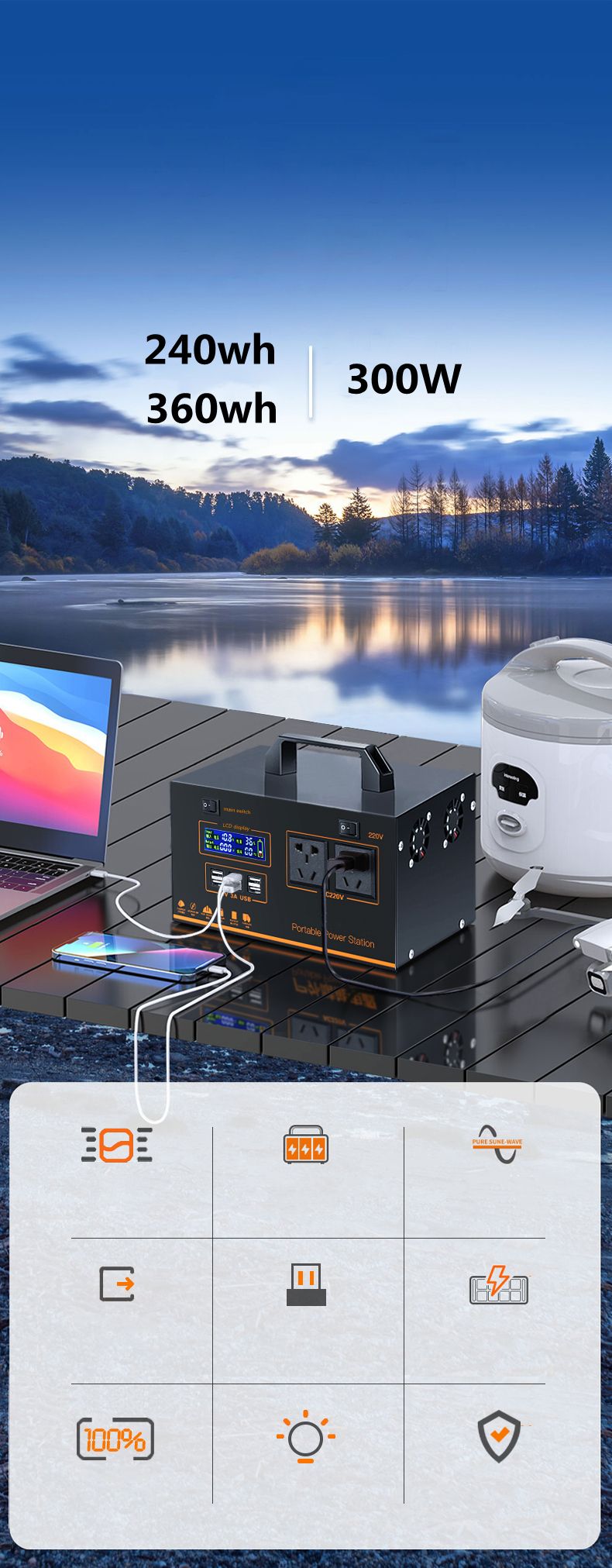 ZOTESI 220V outdoor mobile power supply 300W high-power Electrical storage batteries-Zhaotesi