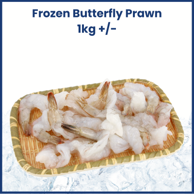 Frozen Prawn Butterfly 1kg +/- 开背带尾虾肉