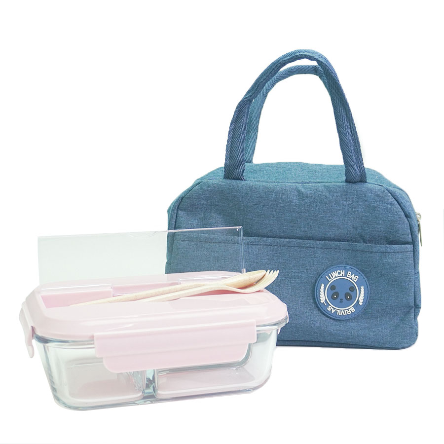Little Homes 2pcs Glass Lunch Box With Bag
