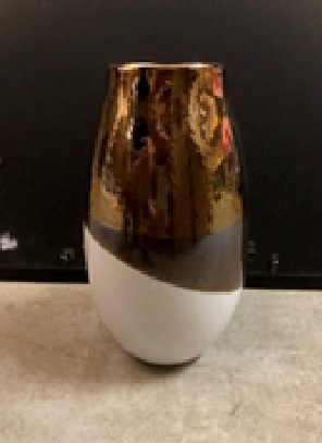 Vepro, 2 Tone Bronze Vase- Gold and White