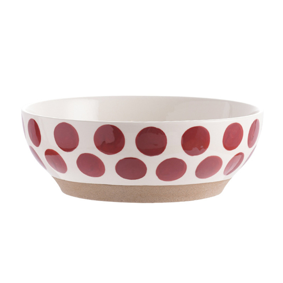 Nest, Ceramic Soup Plate 8'' Red Polkadot