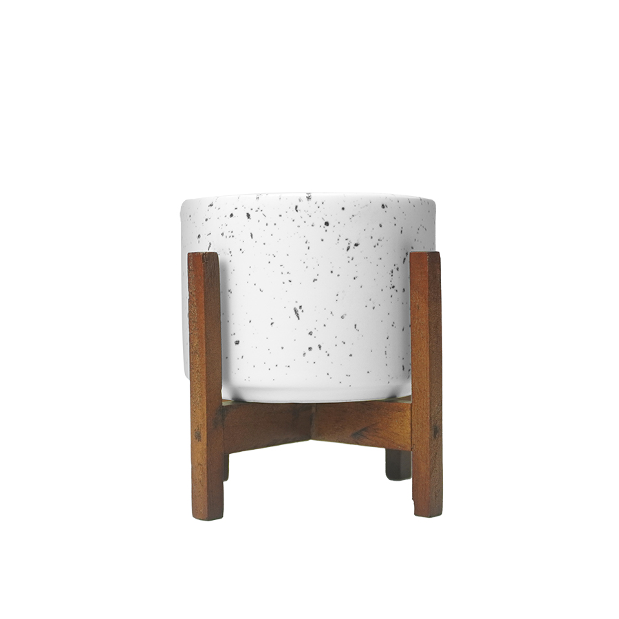 Grainstone, Planter with Wooden Stand Set