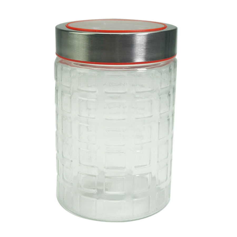 Glass Canister 880ml Checkers