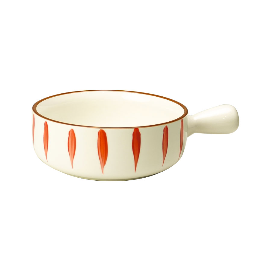 Instyle, Bowl with Handle 8.5" Red Leaf