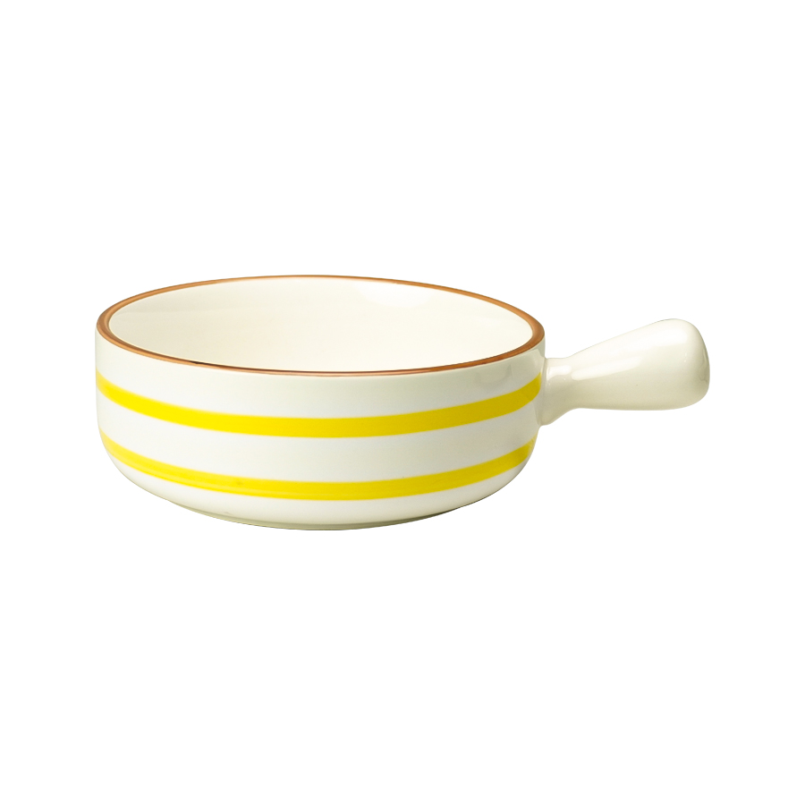 Instyle, Bowl with Handle 8.5" Yellow Stripe