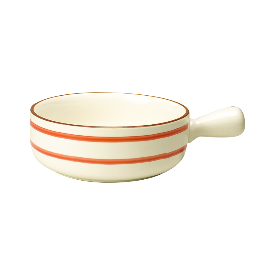 Instyle, Bowl with Handle 8.5" Red Stripe