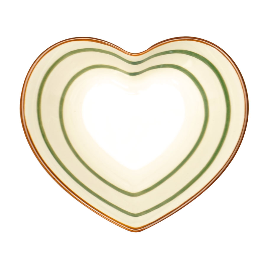 Instyle, Heart Desert Plate 5" Green Stripe
