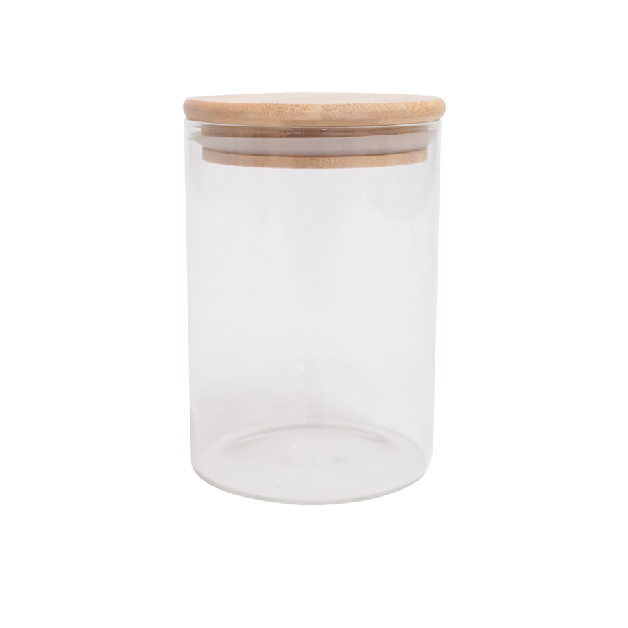 Glass Canister, Wooden Lid, 500ml