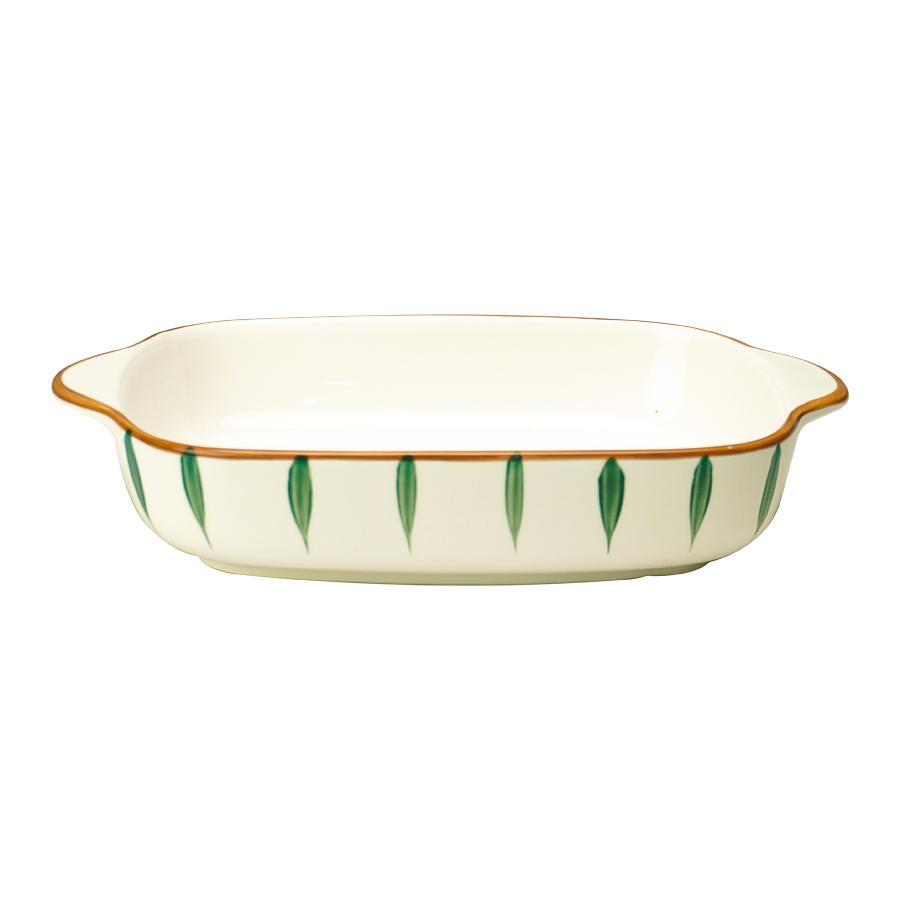 Instyle, Deep Serving Tray 9" Rectangle Green Leaf
