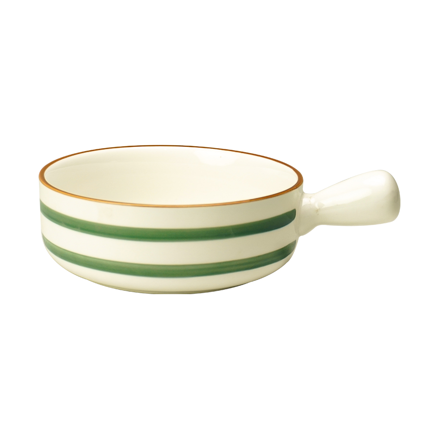 Instyle, Bowl with Handle 8.5" Green Stripe