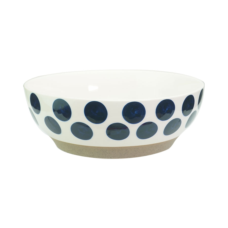 Nest, Ceramic Soup Plate 8'' Blue Polkadot