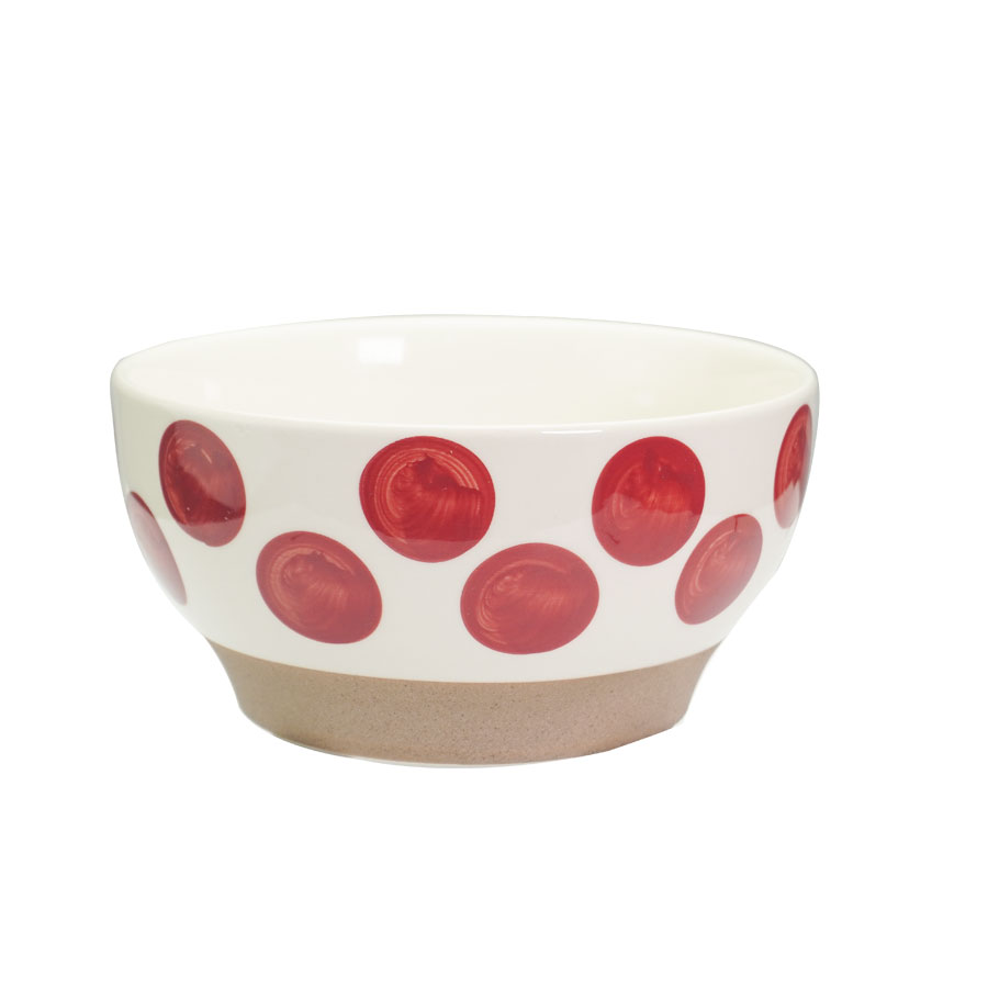 Nest, Ceramic Bowl 6'' Red Polkadot