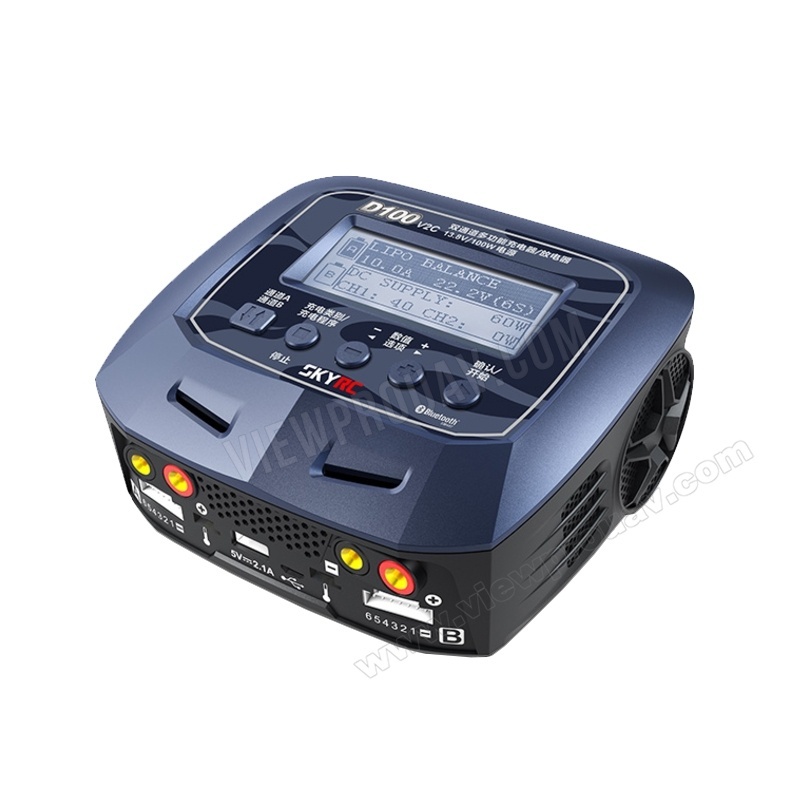 Skyrc D100 V2 Charger Twin-Channel AC/DC LiPo 1-6s 2x100W Dual Balance Charger Discharge for LiPo/ LiFe/ LiIon App control-Viewpro_01