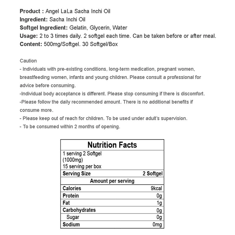 Sacha Inchi Oil Omega 3,6,9