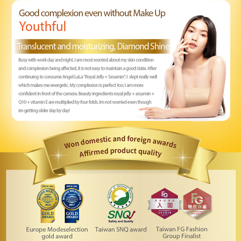 Taiwan No.1 Angel LaLa Royal Jelly/Sesamin/Insomnia/CoQ10/Vitamin E