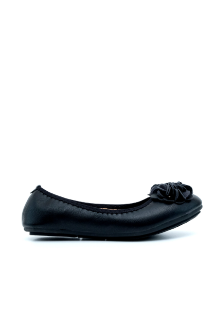 Lyden Lilit Series - Floral PU Leather Ballet Flat (Black)